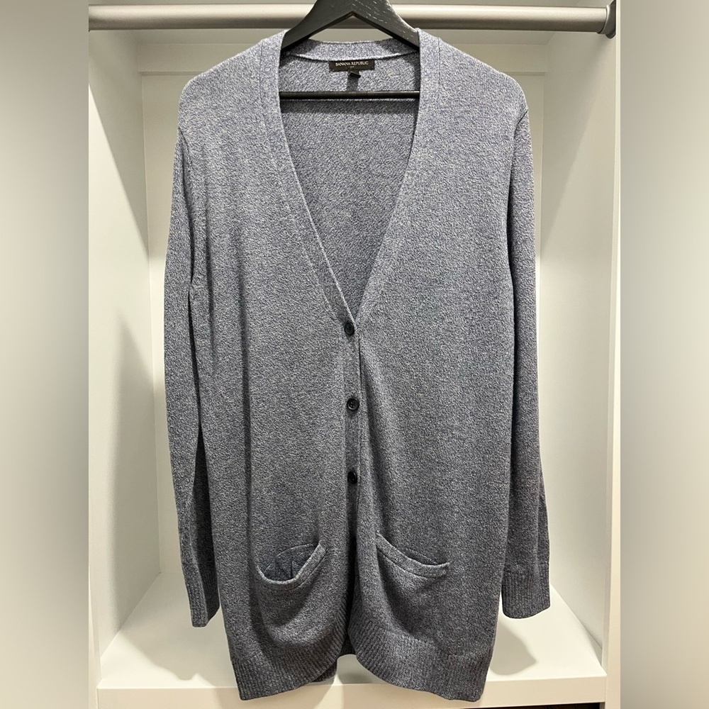 Banana Republic blue long boyfriend cardigan size Large womens